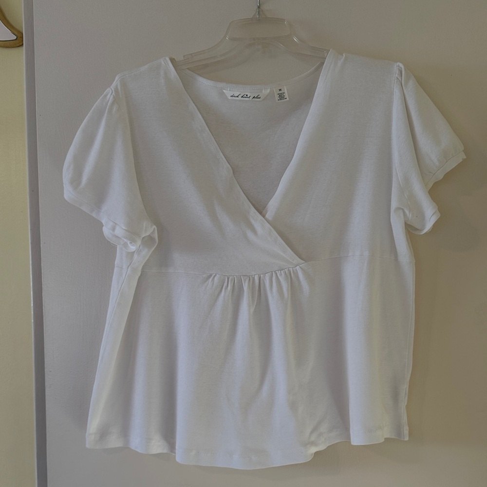 White Cotton V-Neck Shirt